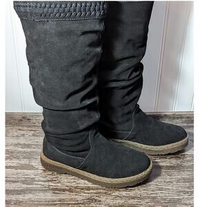 Bearpaw Women's Black Faux Fur Lined Suede Slouch Winter Boots Size 6